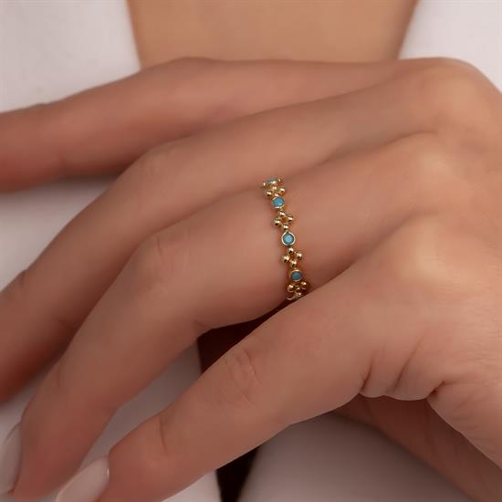 Firuze Taşlı 14 Ayar Altın Yüzük