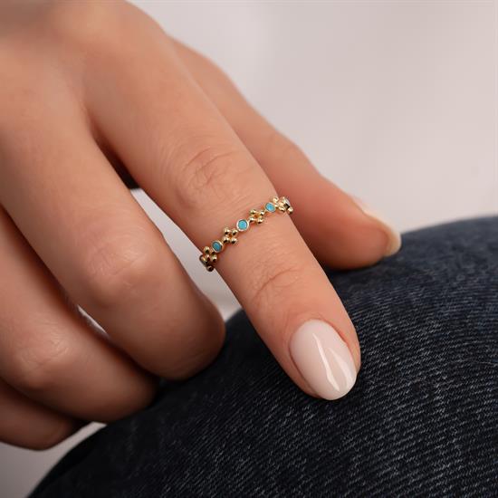 Firuze Taşlı 14 Ayar Altın Yüzük