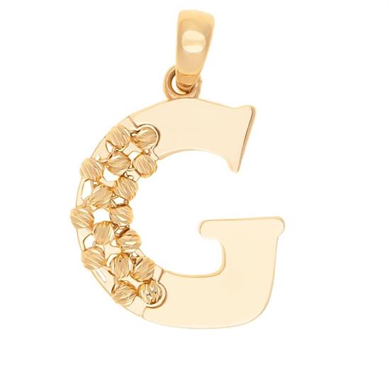G Harfi Dorika Toplu 14 Ayar Altın Kolye Ucu