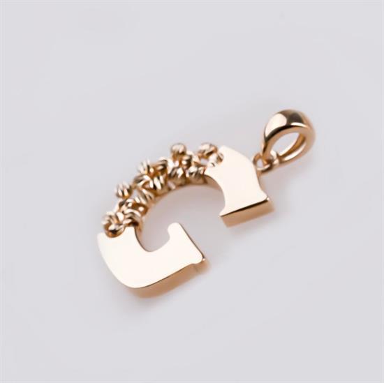 G Harfi Dorika Toplu 14 Ayar Altın Kolye Ucu