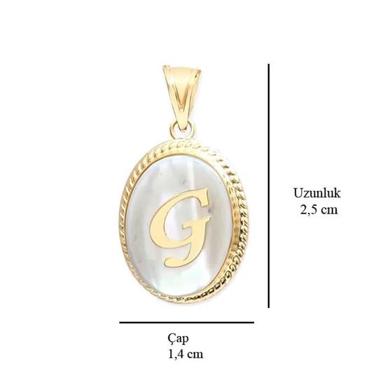 G Harfi Sedefli 14 Ayar Altın Kolye Ucu