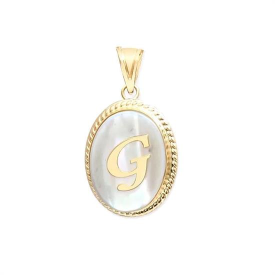 G Harfi Sedefli 14 Ayar Altın Kolye Ucu