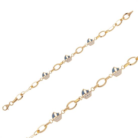 Gemi Figürlü Çocuk Bileklik 14 Ayar Altın