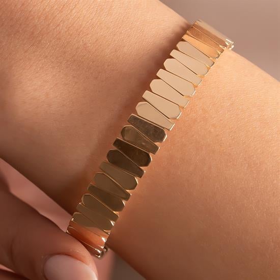 Geometrik Model 14 Ayar Altın Kelepçe