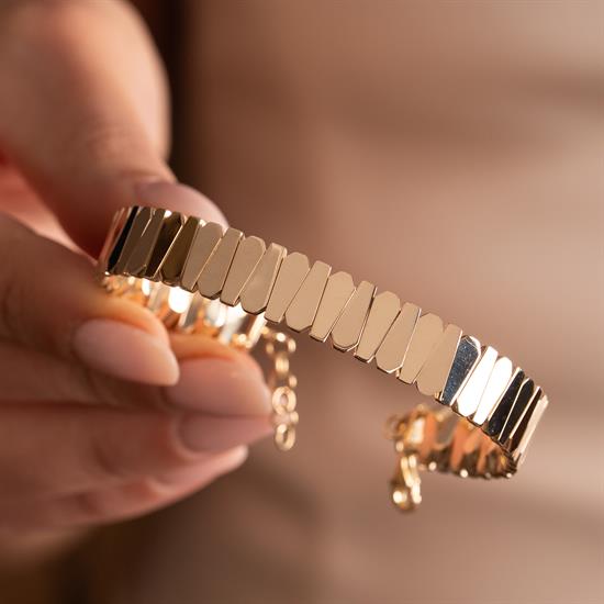 Geometrik Model 14 Ayar Altın Kelepçe