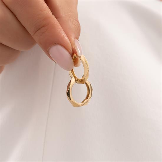 Geometrik Model Halka 14 Ayar Altın Küpe