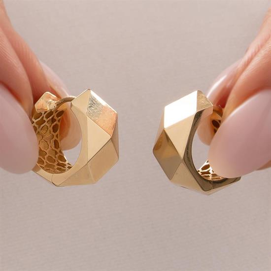 Geometrik Desen 14 Ayar Altın Küpe