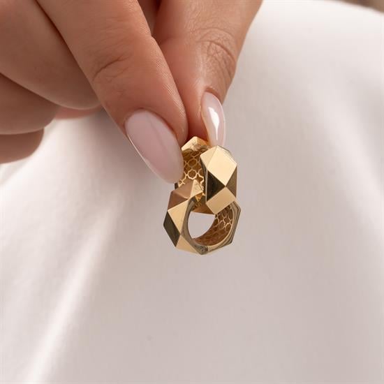 Geometrik Desen 14 Ayar Altın Küpe