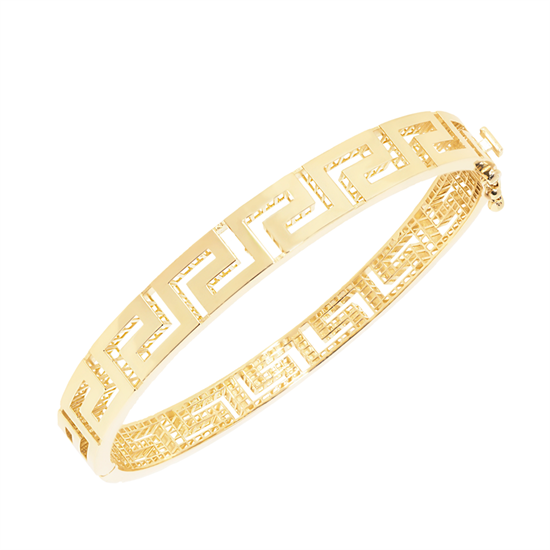 Grek Desenli Taşsız Spor 14 Ayar Altın Kelepçe