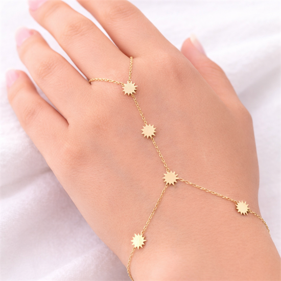 Güneş Figürlü 14 Ayar Altın Şahmeran Bileklik