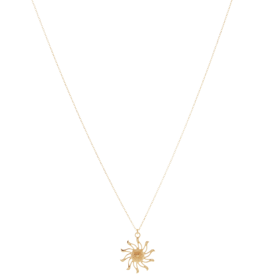 Güneş Figürlü Kolye 14 Ayar Altın