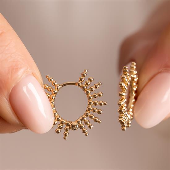 Güneş Figürlü Küpe 14 Ayar Altın