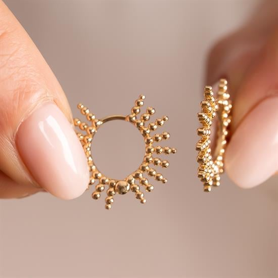 Güneş Figürlü Küpe 14 Ayar Altın