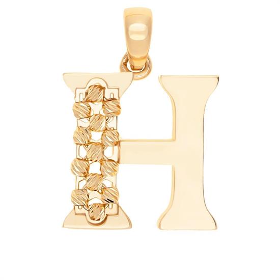 H Harfi Dorika Toplu 14 Ayar Altın Kolye Ucu