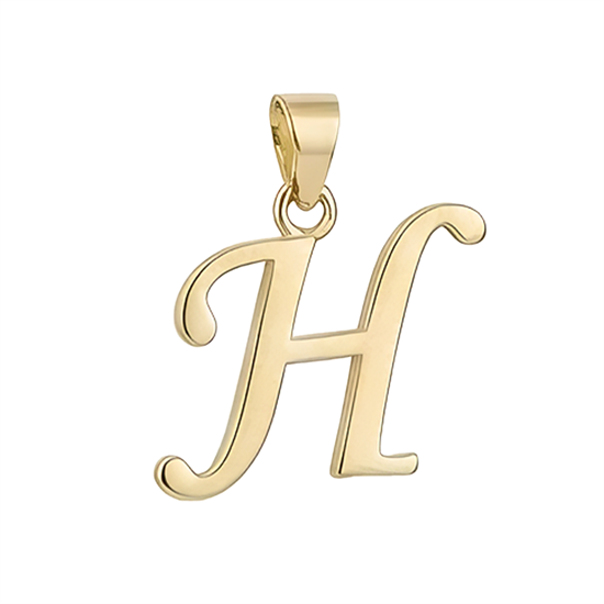 H Harfi El Yazısı 14 Ayar Kolye Ucu