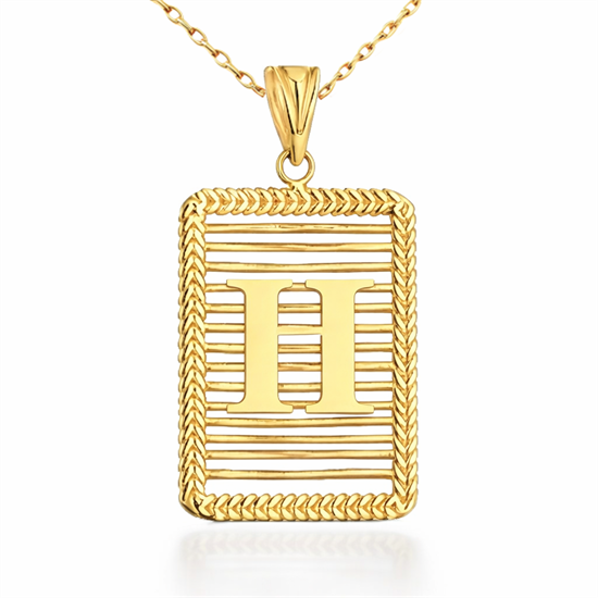 H Harfi Izgara Model 14 Ayar Kolye Ucu