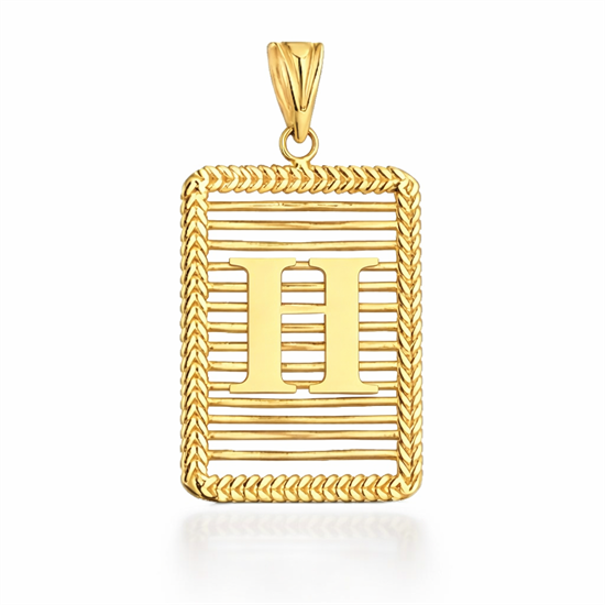 H Harfi Izgara Model 14 Ayar Kolye Ucu