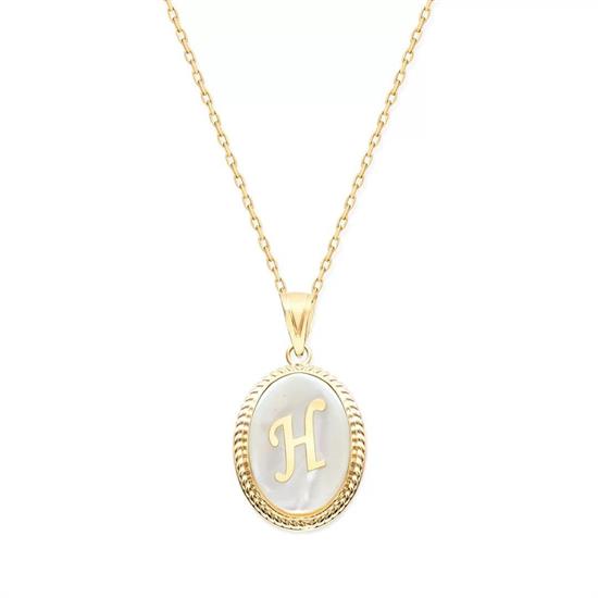 H Harfi Sedefli 14 Ayar Altın Kolye Ucu