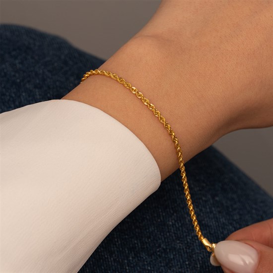 Halat Bileklik 2 mm 14 Ayar Altın