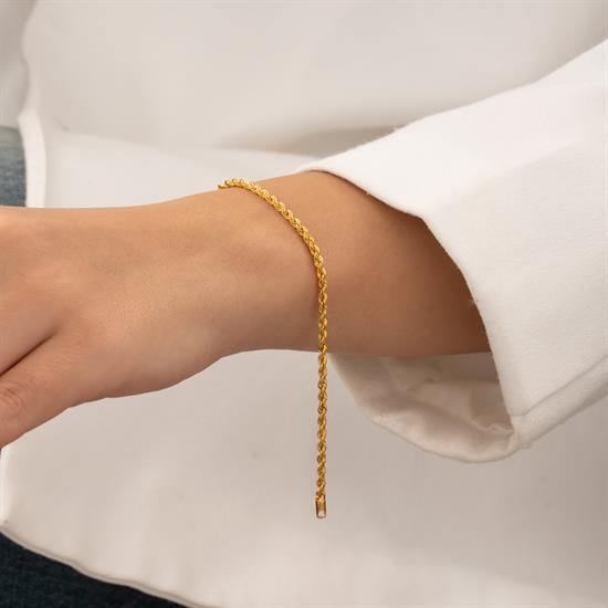 Halat Bileklik 3mm 14 Ayar Altın