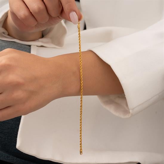 Halat Bileklik 3mm 14 Ayar Altın