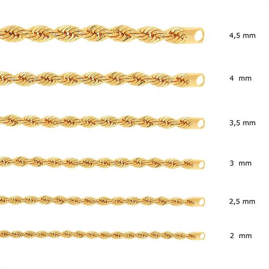 Halat Bileklik 4 mm 14 Ayar Altın