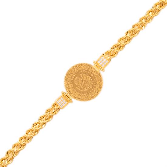 Halat Çeyrekli Bileklik 14 Ayar Altın