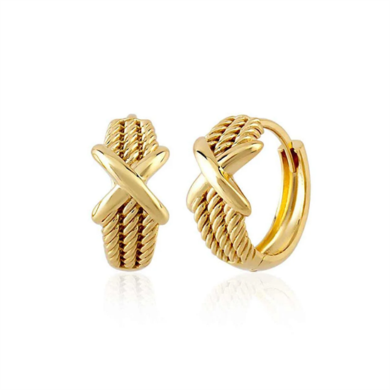 Halat Model Halka Küpe 14 Ayar Altın