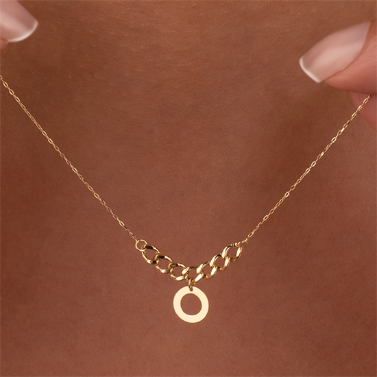 Halka 14 Ayar Altın Minimal Kolye