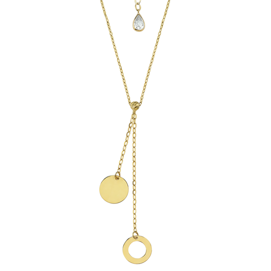 Halka Detaylı Minimal Kolye 14 Ayar Altın