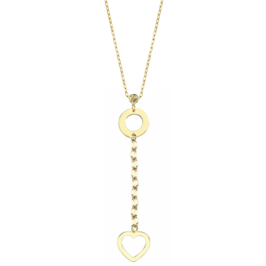 Halka Detaylı Kalp 14 Ayar Altın Kolye