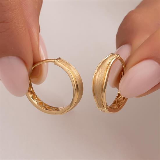 Mat Yüzeyli Halka Küpe 14 Ayar Altın