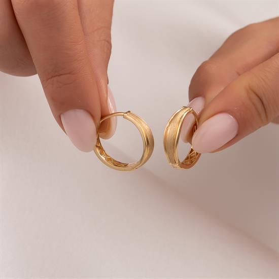 Mat Yüzeyli Halka Küpe 14 Ayar Altın