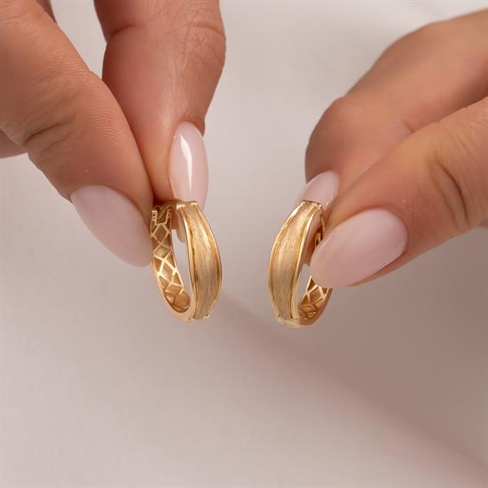 Mat Yüzeyli Halka Küpe 14 Ayar Altın