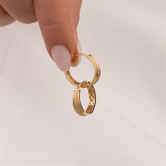 Mat Yüzeyli Halka Küpe 14 Ayar Altın