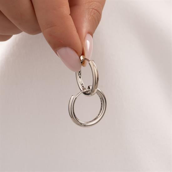 Halka Küpe 14 Ayar Beyaz Altın