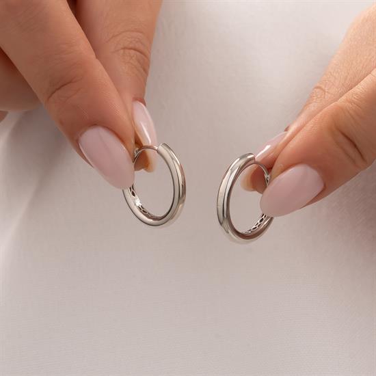 Halka Küpe 14 Ayar Beyaz Altın