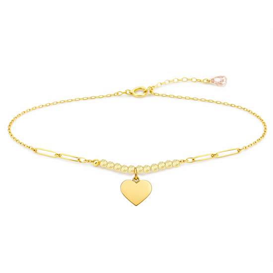 Harf Yazılabilir Kalpli Minimal 14 Ayar Altın Bileklik
