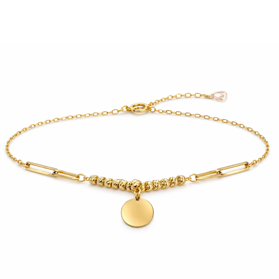 Harf Yazılabilir Minimal 14 Ayar Altın Bileklik