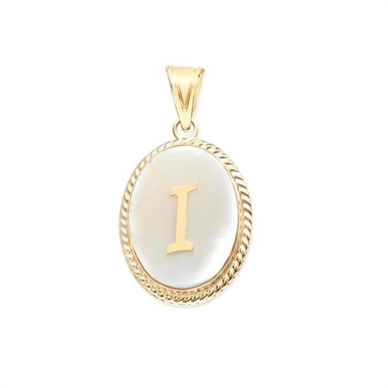 I Harfi Sedefli 14 Ayar Altın Kolye Ucu