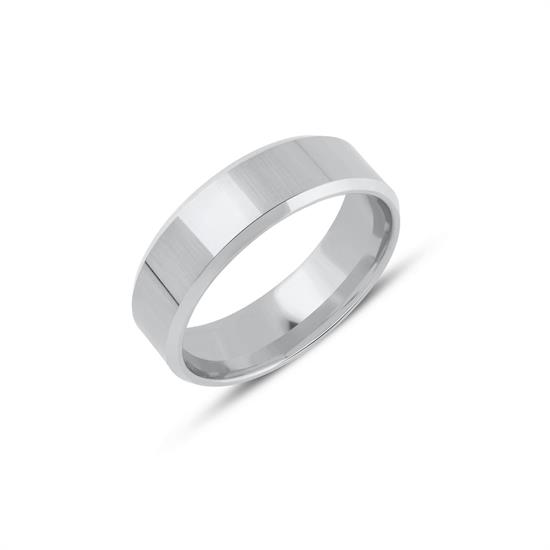 İçi Dolu Düz Pahlı Klasik Alyans 6 Mm