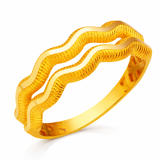 İki Sıra Dalgalı Ajda 14 Ayar Altın Yüzük