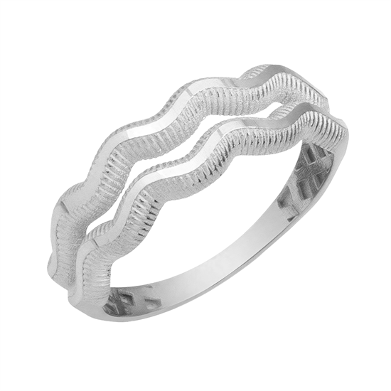 İki Sıra Dalgalı Ajda 14 Ayar Beyaz Altın Yüzük