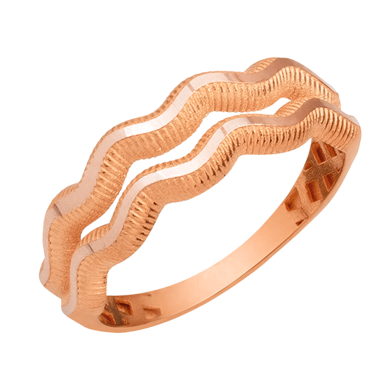 İki Sıra Dalgalı Ajda 14 Ayar Rose Altın Yüzük