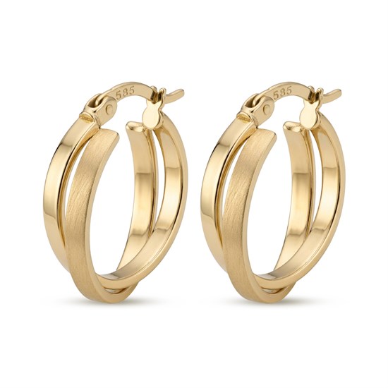 İkili Halka Küpe 14 Ayar Altın