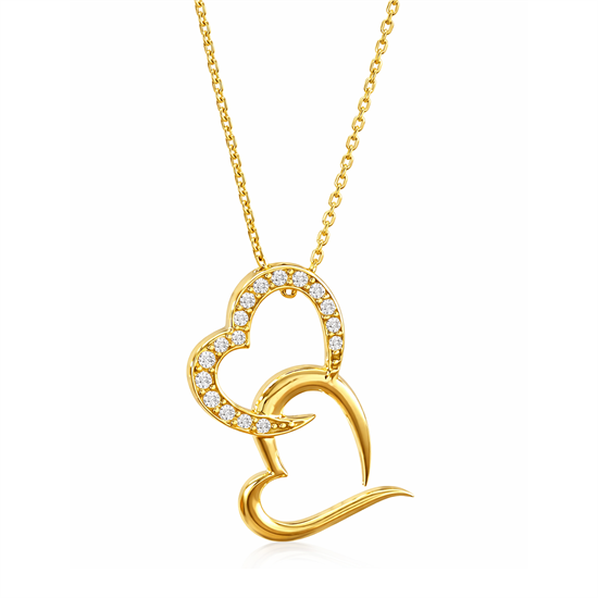 İkili Kalpli 14 Ayar Altın Kolye