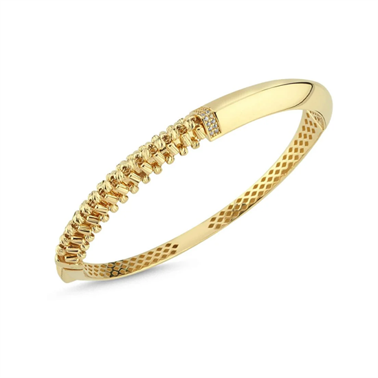 İkili Tasarım Taşlı 14 Ayar Altın Kelepçe