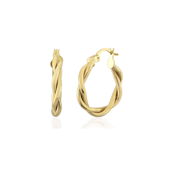 İnce Örgü Halka Küpe 14 Ayar Altın