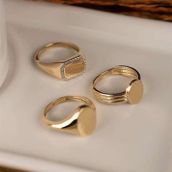 İsim Yada Harf Yazılabilen Taşsız 14 Ayar Altın Yüzük