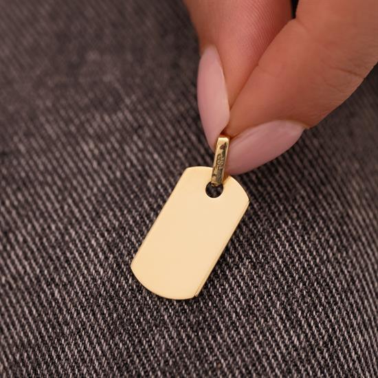 İsim Yazılabilir Asker Plaka 14 Ayar Kolye Ucu